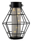 113372 Zeckos Black Metal Hexagon Cage Solar Led Lantern 821559618788