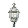 1604-03-34 Forte Three Light Antique Pewter Clear Beveled Panels Glass Post