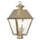 2169-01 Livex Lighting Mansfield Antique Brass Lantern With Seeded 847284052079
