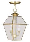 2285-02 Livex Lighting Westover Outdoor Hanging Lantern Polished Brass
