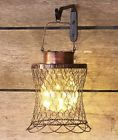 2660556 Afoyft Fluted Rustic Chicken Wire Solar Lantern Country Farmhouse Charm