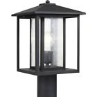 82027-12 Sea Gull Lighting Hunnington Black Outdoor Post Lantern 785652228407