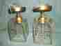 A-96469 Harmony House 2 Vintage Outdoor Hanging Lights Brass Glass Fleur De Lis