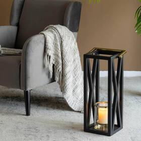 Lb78280-ds A & B Home And 10 Inch X 8 25 Black/gold Contemporary Black Lantern