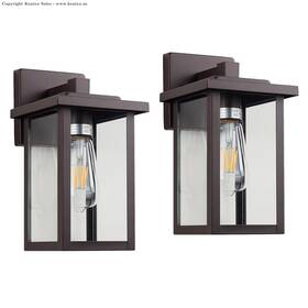 A400221 Acland Oil Rubbed Bronze Outdoor Light Fixture Wall Lantern 2 Pack With Cle