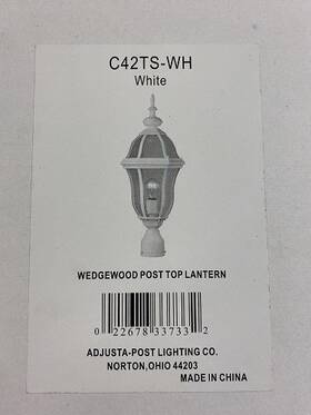C42ts-wh Adjusta-post Lighting Wedgewood Top Outdoor Lantern White C42ts-wh Adjusta-post Lighting Wedgewood Top Outdoor Lantern White