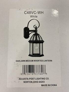 C48vc-wh Adjusta-post Lighting Oaklawn Medium Inverted Lantern White Packaging Varies C48vc-wh Adjusta-post Lighting Oaklawn Medium Inverted Lantern White Packaging Varies