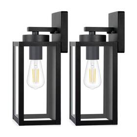 100w Adrinfly 744110929058 120-volt Modern Matte Black Outdoor Wall Lanterns With Glass Shades E 100w Adrinfly 744110929058 120-volt Modern Matte Black Outdoor Wall Lanterns With Glass Shades E