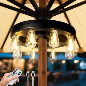 Kf68209-bo-01 All Fortune Patio Outdoor Umbrella Lights Rechargeable Battery Cordless Warm White