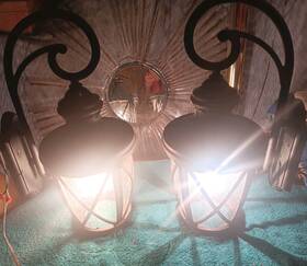 Allen And Roth Chastine 41685 Pair Of Outdoor Carrage House Lights 21 Inch Tall X 8 Dia 11 Deep Wall Mount