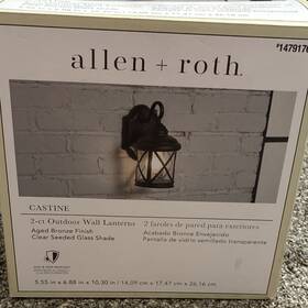 147917 Allen Roth One Count- Castine Wall Lanterns Aged Bronze Rust Resistant Glass