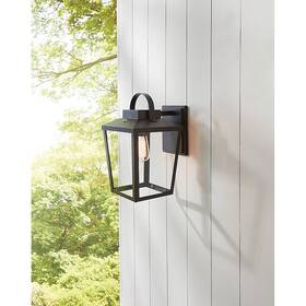 5632030 Allen Roth Holliser 1-light 15.2-in H Black Dusk To Dawn Outdoor Wall Light