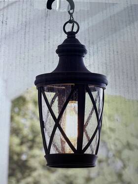 Allen Roth 671961419950 Castine 16 Inch Aged Bronze Outdoor Pendant Light