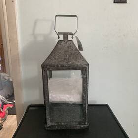 141727 Allen Roth Jj-20 Dark Galvanized Metal Lantern Outdoor Decor New With Tag