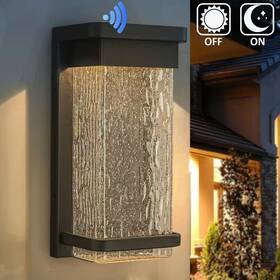 Aloa Decor 445003851892 1-light H12 Inch Modern Matte Black Seeded Glass 12w Integrated Led Outdoor Wall