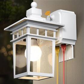 Ra-6-08 Apoto White Outdoor Porch Lights With Gfci Outletdusk To Dawn Lighting Work Wi