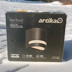 Artika 846979036752 Outdoor Wall Lantern Sconce Black Modern Round Integrated Led 850-lumens Artika 846979036752 Outdoor Wall Lantern Sconce Black Modern Round Integrated Led 850-lumens
