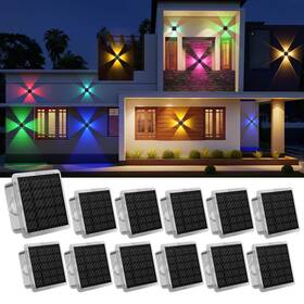 Wld001 Audles Solar Fence Lights Outdoor Ip67 Waterproof 4-sided Glow Wall R
