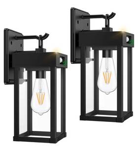Auzev 313022830860 2 Pack Outdoor Solar Wall Light Fixtures With Dusk To Dawn Sensor Large Size Bla