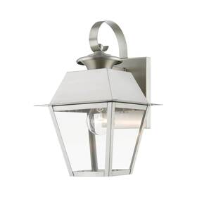 27212-91 Aviance Lighting Helmsdale 12.5 Inch 1-light Brushed Nickel Outdoor Hardwired Wall Lantern Sconce
