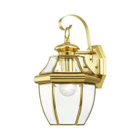 Hd00599 Aviance Lighting Outdoor Sconce 14 Inch Metal 1-light Clear Glass Polished Brass