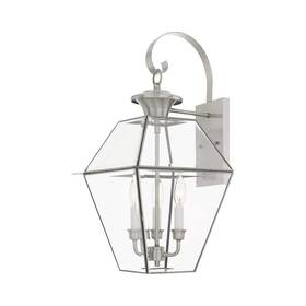 Hd52130 Aviance Lighting Ainsworth 22.5 Inch 3-light Brushed Nickel Outdoor Hardwired Wall Lanternsconce