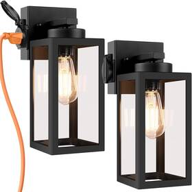 Bdrofn 726954347397 2-pack Porch Lights Outdoor Wall Lantern Black Light With Outlet