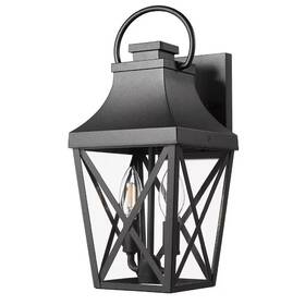 Beambox 445055322340 Matte Black Outdoor Wall Sconce Fixture With Clear Glass Waterproof Porch Light