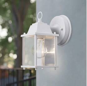 40455-wh Bel Air Lighting Patrician 1-light White Outdoor Wall Light With Clear Glass
