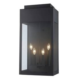 51523-bk Bel Air Lighting Marley 30 Inch 4-light Black Outdoor Wall Light Fixture With Clear Glass