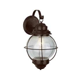 69900-rbz Bel Air Lighting Outdoor Wall Light Fixture 13.5 Inch Rustic Bronze With Seeded Glass