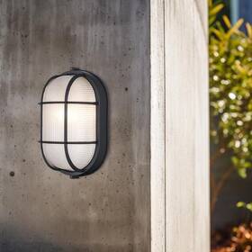 Bel Air Lighting 736916410151 41015 Bk Aria 11in Black Outdoor Wall Light With Ribbed Glass