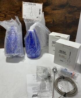 Xp-719886-sn Besa Lighting 2x Karli Pendant Blue Cloud New W Quick Connect Jack