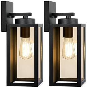 B04013p-2pk-blk Beslowe Outdoor Wall Light Fixtures E26 Sockets Glass Shades 2-pack - Black B04013p-2pk-blk Beslowe Outdoor Wall Light Fixtures E26 Sockets Glass Shades 2-pack - Black