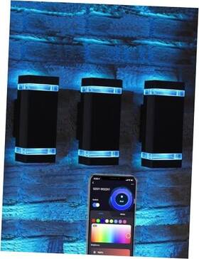 Bling 720310876514 Rgb Cct Outdoor Wall Light App Control Up Down 3 Pack Square Modern Bling 720310876514 Rgb Cct Outdoor Wall Light App Control Up Down 3 Pack Square Modern