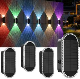 2403-4pk-c Blueyang Solar Fence Lights Outdoor Warm White And Rgb 8 Modes Wall Outdoo