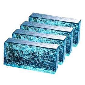 Sbwblz-turquoise-4pack Boldway 4 Pack-7.9 Inch X3.9 X2 Turquoise Glass Block-ice 7.9 -turquoise Packs