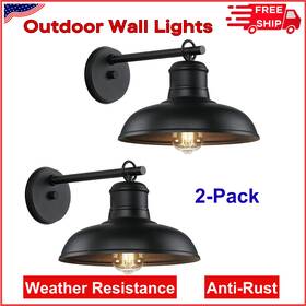 B10019p Bosceos Outdoor Wall Lights - 2-pack Black Sconces Farmhouse Barn Fixtures B10019p Bosceos Outdoor Wall Lights - 2-pack Black Sconces Farmhouse Barn Fixtures