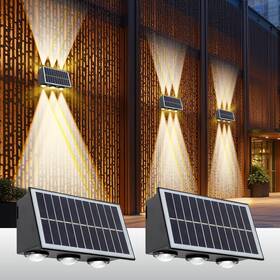 25swl-016wd-2 Bowite Fence Lights Solar Powered 2 Pack 3000k Warm White Up/down Led Wall Li