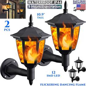 Dn-mng-63109 Branded Solar Wall Lantern Flickering Flame Led Lights Outdoor Sconce Waterproof 2 Pack