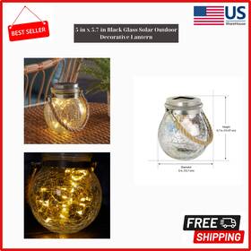 Lglobe5 Branded Allen Roth Lglobe5/fy/sol/led 5 In X 5.7 Black Glass Solar Outdoor Lantern