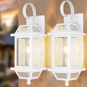 Brilvibera 744110706994 White Outdoor Wall Lantern 2-pack Large 18 Inch Aluminum Exterior Sconce Outdo