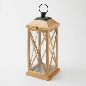 Brylanehome 199099603565 Wooden Square 24 Inch Lantern - Brown Brylanehome 199099603565 Wooden Square 24 Inch Lantern - Brown