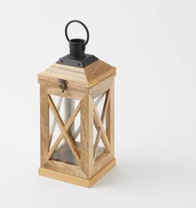 Brylanehome 199099603589 Wooden Square 14 Inch Lantern - Brown Brylanehome 199099603589 Wooden Square 14 Inch Lantern - Brown
