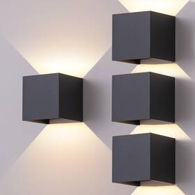 Byhoiy 758211225773 4 Pack Outdoor Wall Sconces Exterior/interior Led Lights Square Modern W