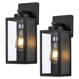 C Cattleya 313103839829 1-light Matte Black Hardwired Outdoor Wall Lantern Sconce With Clear Tempered Gl C Cattleya 313103839829 1-light Matte Black Hardwired Outdoor Wall Lantern Sconce With Clear Tempered Gl