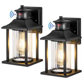 C Cattleya 705353022135 1-light Matte Black Motion Sensing Dusk To Dawn Non-solar Outdoor Wall Lantern S
