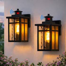 C Cattleya 744110248005 11.75 Inch Matte Black Motion Sensing Dusk To Dawn Outdoor Hardwired Wall Lantern