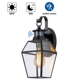 Ca2212-w C Cattleya 1-light Black Metal And Brass Motion Sensing Dusk To Dawn Outdoor Wall Lantern