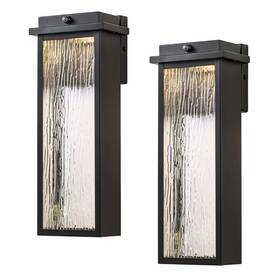 Ca2428-2w C Cattleya 2-pack Matte Black Led Outdoor Wall Light With Ripple Tempered Glass Ca2428-2w C Cattleya 2-pack Matte Black Led Outdoor Wall Light With Ripple Tempered Glass